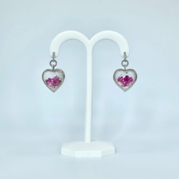 Ruby Heart Shape Rock Crystal Earrings