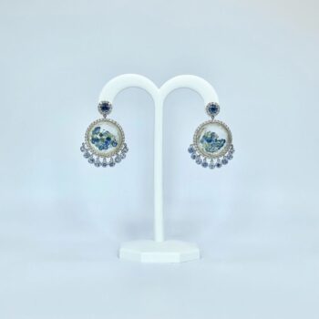 Round rock Crystal Ruby Diamond Earrings