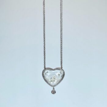 Diamond Heart Rock Crystal Necklace