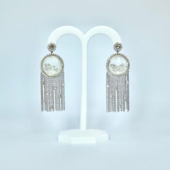 Round Diamond Rock Crystal White Gold Chain Diamond Fringe