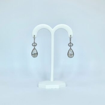 Rock Crystal Pear Shape Diamond Earrings
